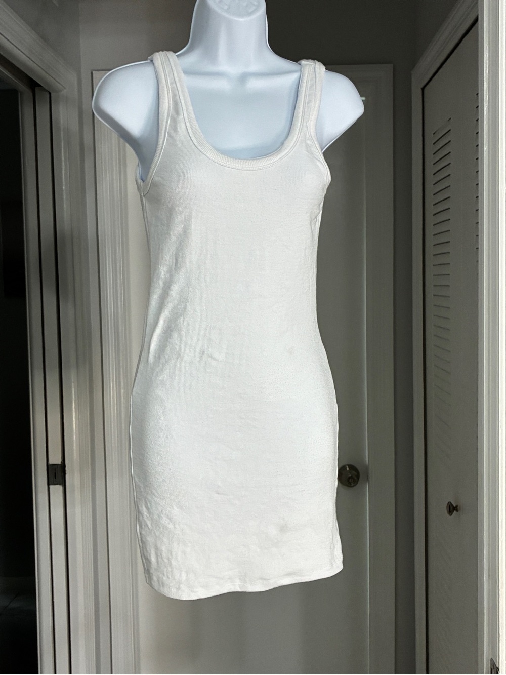 Fashion Nova White Ribbed Tank Dress